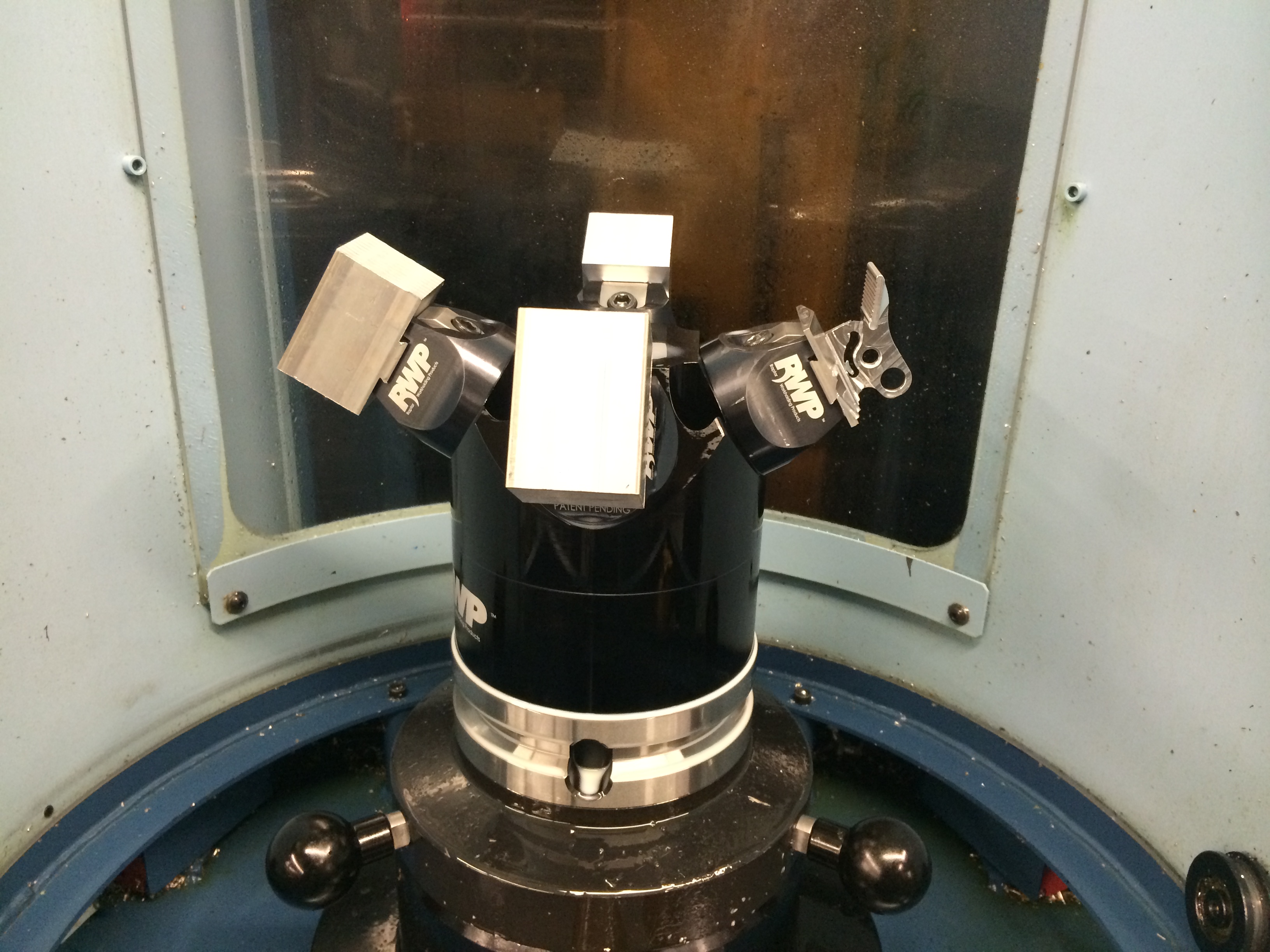 Fitting as many parts as possible into the machine tool requires the right workholding, as shown in the example from Raptor. (Image courtesy of Raptor Workholding)